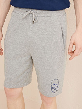 Gri Regular Fit Pamuklu Sweat Şort