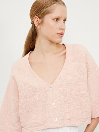 Pudra Rengi Oversize Pamuklu Bluz