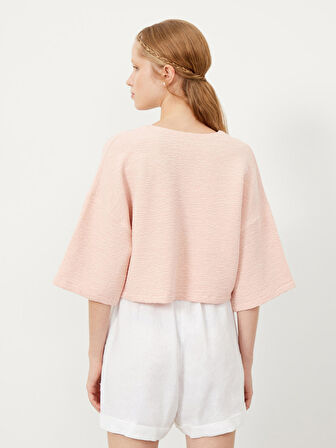 Pudra Rengi Oversize Pamuklu Bluz