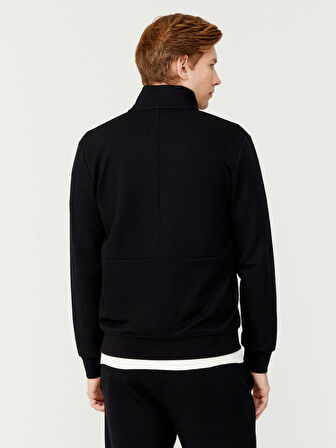 Siyah Slim Fit Pamuklu Sweatmont