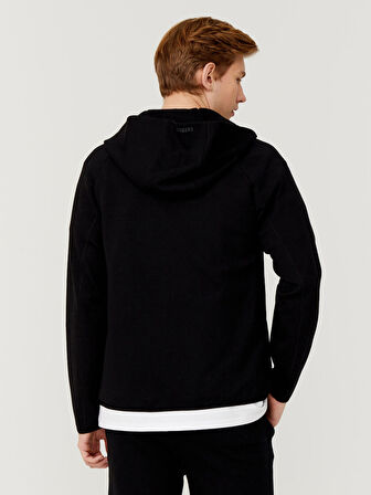 Siyah Slim Fit Pamuklu Sweatmont