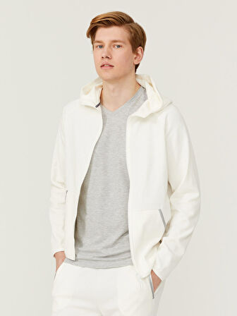 Ekru Slim Fit Pamuklu Sweatmont