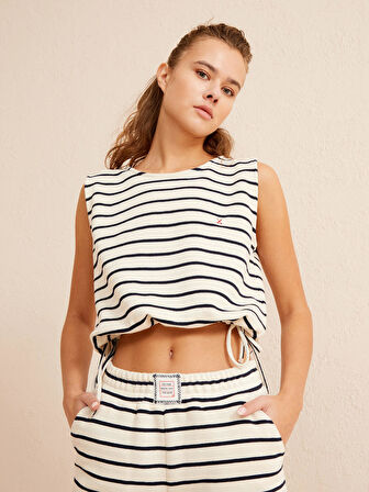 Lacivert Regular Fit Pamuklu Bluz