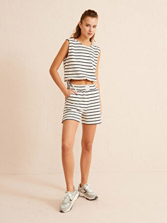 Lacivert Regular Fit Pamuklu Bluz
