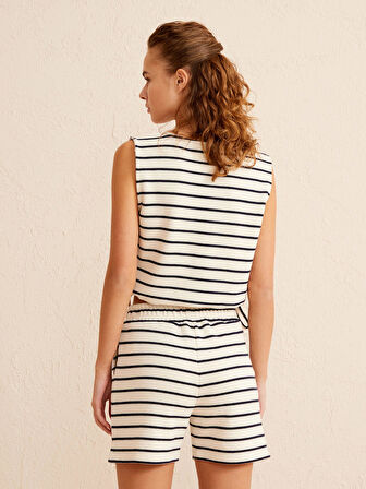 Lacivert Regular Fit Pamuklu Bluz