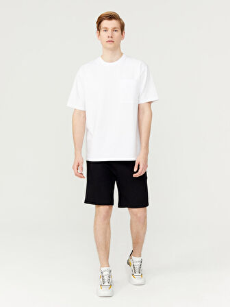 Siyah Slim Fit Pamuklu Sweat Şort