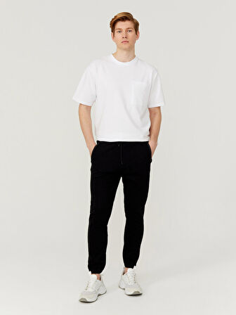 Siyah Slim Fit Pamuklu Sweat Pantolon