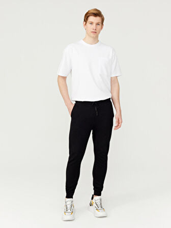 Siyah Slim Fit Pamuklu Sweat Pantolon