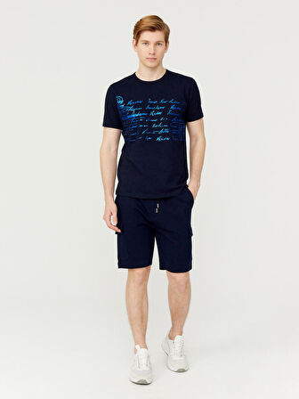 Lacivert Regular Fit Pamuklu Sweat Şort