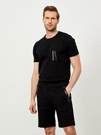 Siyah Slim Fit Pamuklu Şort