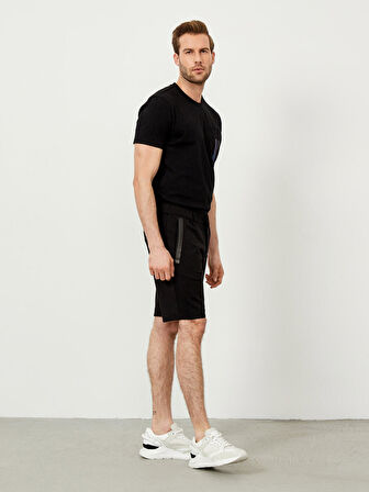 Siyah Slim Fit Pamuklu Şort