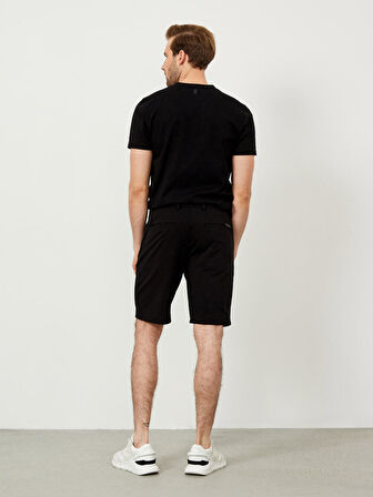 Siyah Slim Fit Pamuklu Şort