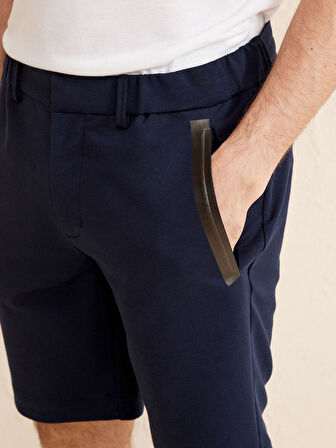 Lacivert Slim Fit Pamuklu Şort