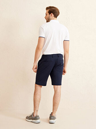 Lacivert Slim Fit Pamuklu Şort