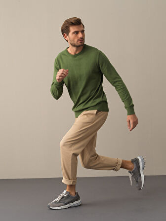 Xint Yeşil Regular Fit Basic Kazak