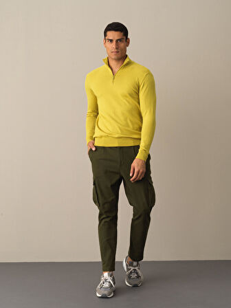 Xint Sarı Pamuklu Regular Fit Basic Kazak