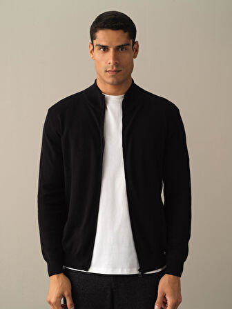 Xint Siyah Fermuarlı Basic Hırka