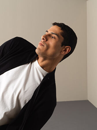 Xint Siyah Fermuarlı Basic Hırka