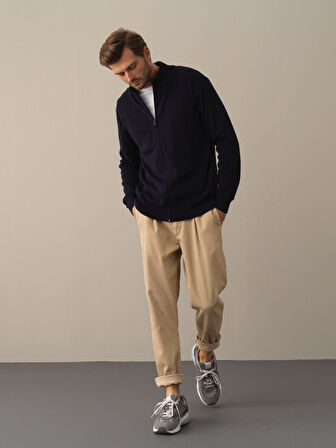 Xint Lacivert Fermuarlı Basic Hırka