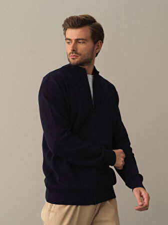 Xint Lacivert Fermuarlı Basic Hırka