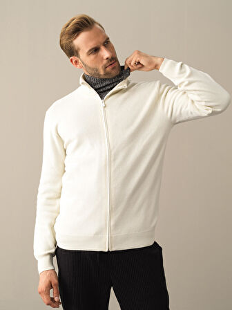 Xint Ekru Fermuarlı Basic Hırka