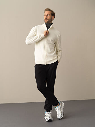 Xint Ekru Fermuarlı Basic Hırka