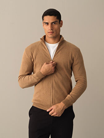 Xint Camel Fermuarlı Basic Hırka