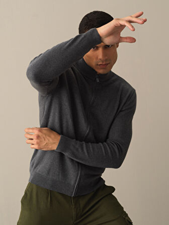 Xint Antrasit Fermuarlı Basic Hırka