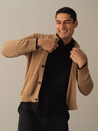 Xint Camel Düğmeli Basic Hırka