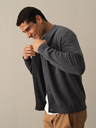 Xint Antrasit Düğmeli Basic Hırka