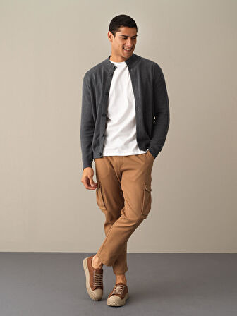 Xint Antrasit Düğmeli Basic Hırka