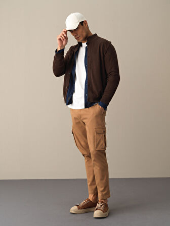 Xint Kahverengi Düğmeli Basic Hırka