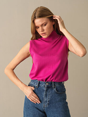 Xint Fuşya Regular Fit Basic Kazak