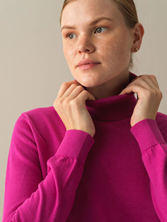 Xint Fuşya Regular Fit Basic Kazak