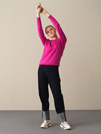 Xint Fuşya Regular Fit Basic Kazak