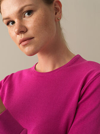 Xint Fuşya Regular Fit Basic Kazak