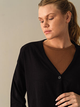 Xint Siyah Slim Fit Basic Hırka