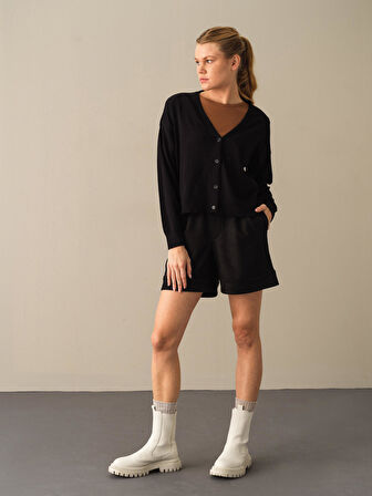 Xint Siyah Slim Fit Basic Hırka