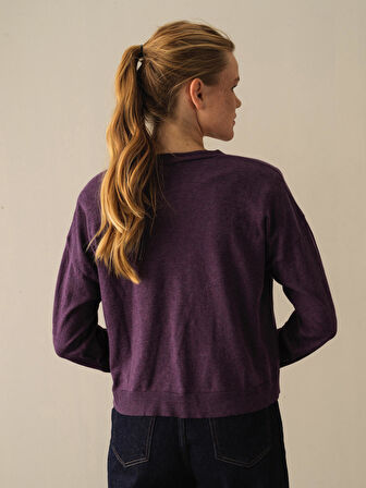 Xint Mor Slim Fit Basic Hırka