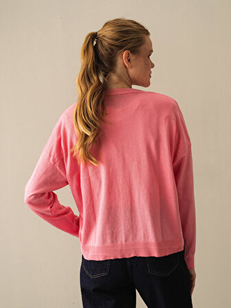 Xint Pembe Slim Fit Basic Hırka