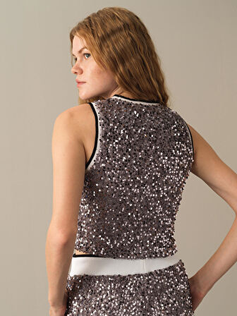 Xint Antrasit Kolsuz Pullu Bluz