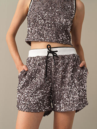 Xint Antrasit Regular Fit Pullu Şort