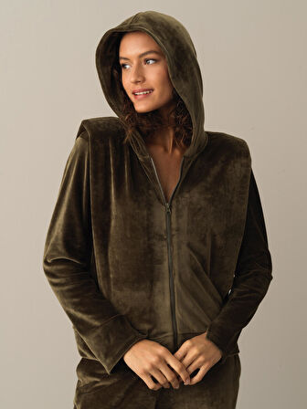 Xint Haki Regular Fit Kadife Sweatmont