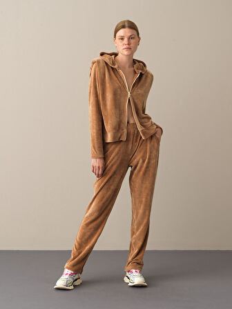 Xint Camel Regular Fit Kadife Sweatmont