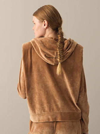 Xint Camel Regular Fit Kadife Sweatmont