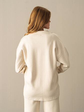 Xint Ekru Regular Fit Düğmeli Triko Ceket