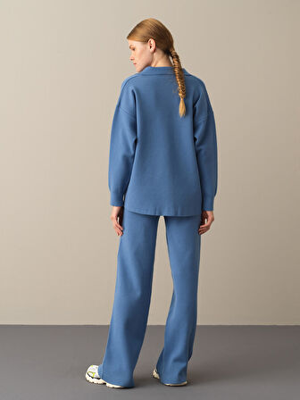 Xint Mavi Regular Fit Düğmeli Triko Ceket