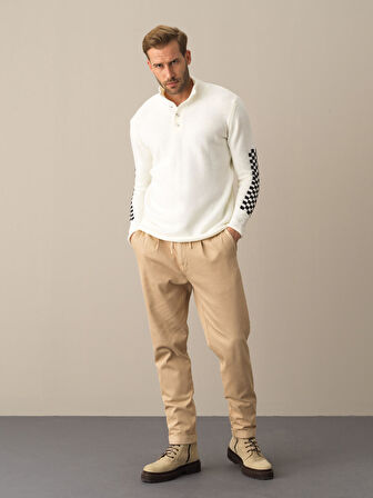 Xint Ekru Dik Yaka Regular Fit Kazak