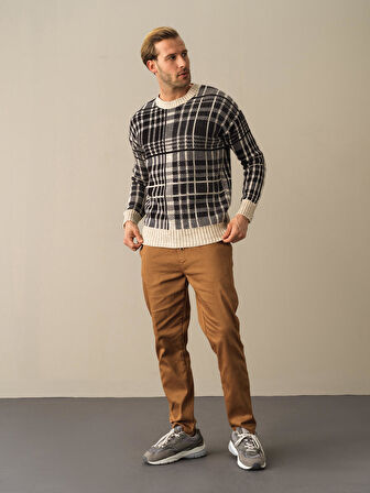 Xint Siyah Oversize Ekose Kazak