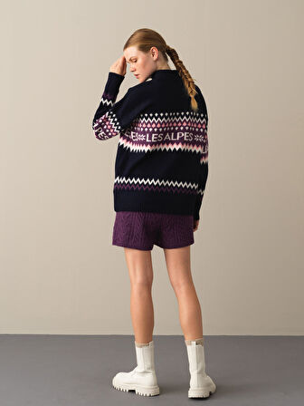 Xint Lacivert Regular Fit Desenli Kazak